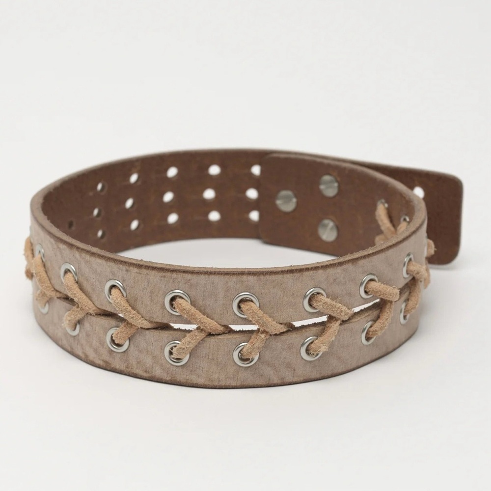 our legacy braided leather corset choker in beige leather
